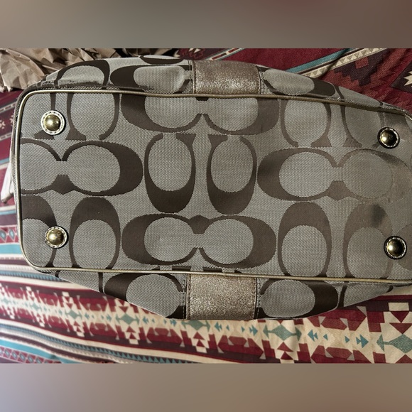 Coach Signature Striped Carryall Tote Bag - Picture 8 of 9